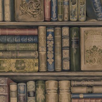 aged look fake library bookshelf wallpaper adhesive