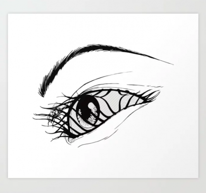 Aeon Flux Fly in Eye Black and White Print