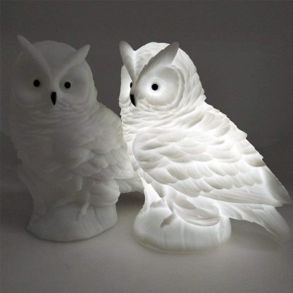 Little white ceramic Hedwig owl lamp